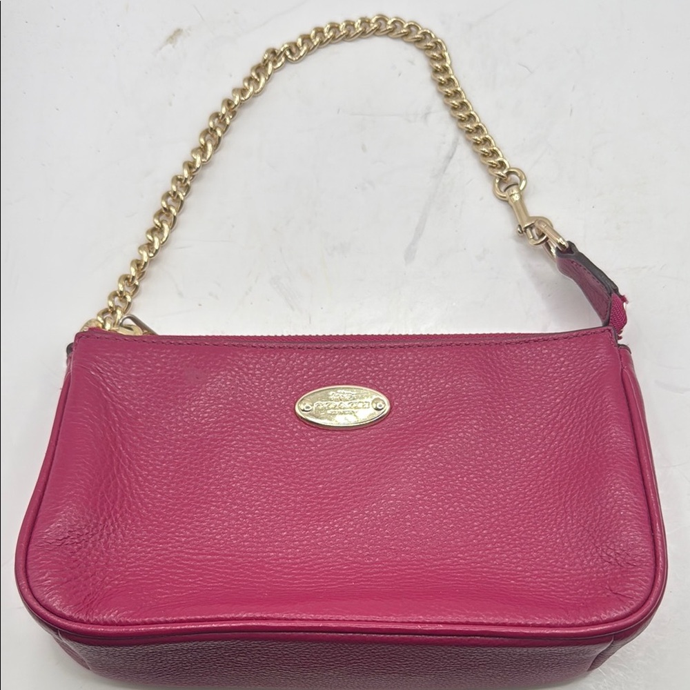 Coach Nolita Shoulder Bag Wristlet Clutch Baguette Purse Pink Pebble Leather - Picture 1 of 16
